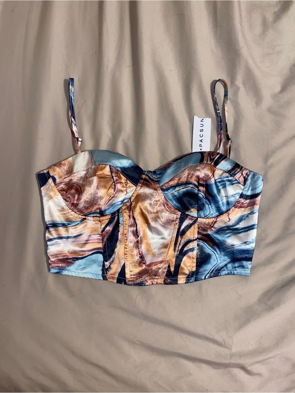 marble corset style crop top
